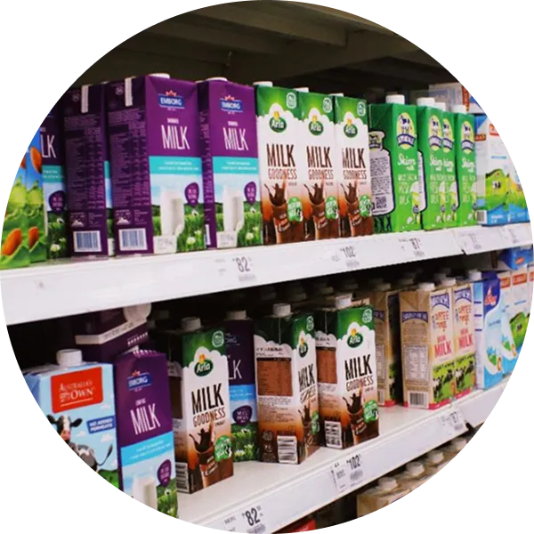 boxes of dairy milk in a grocery shelf