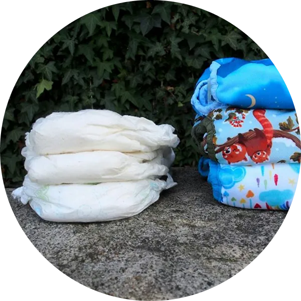 white diapers and colored diapers